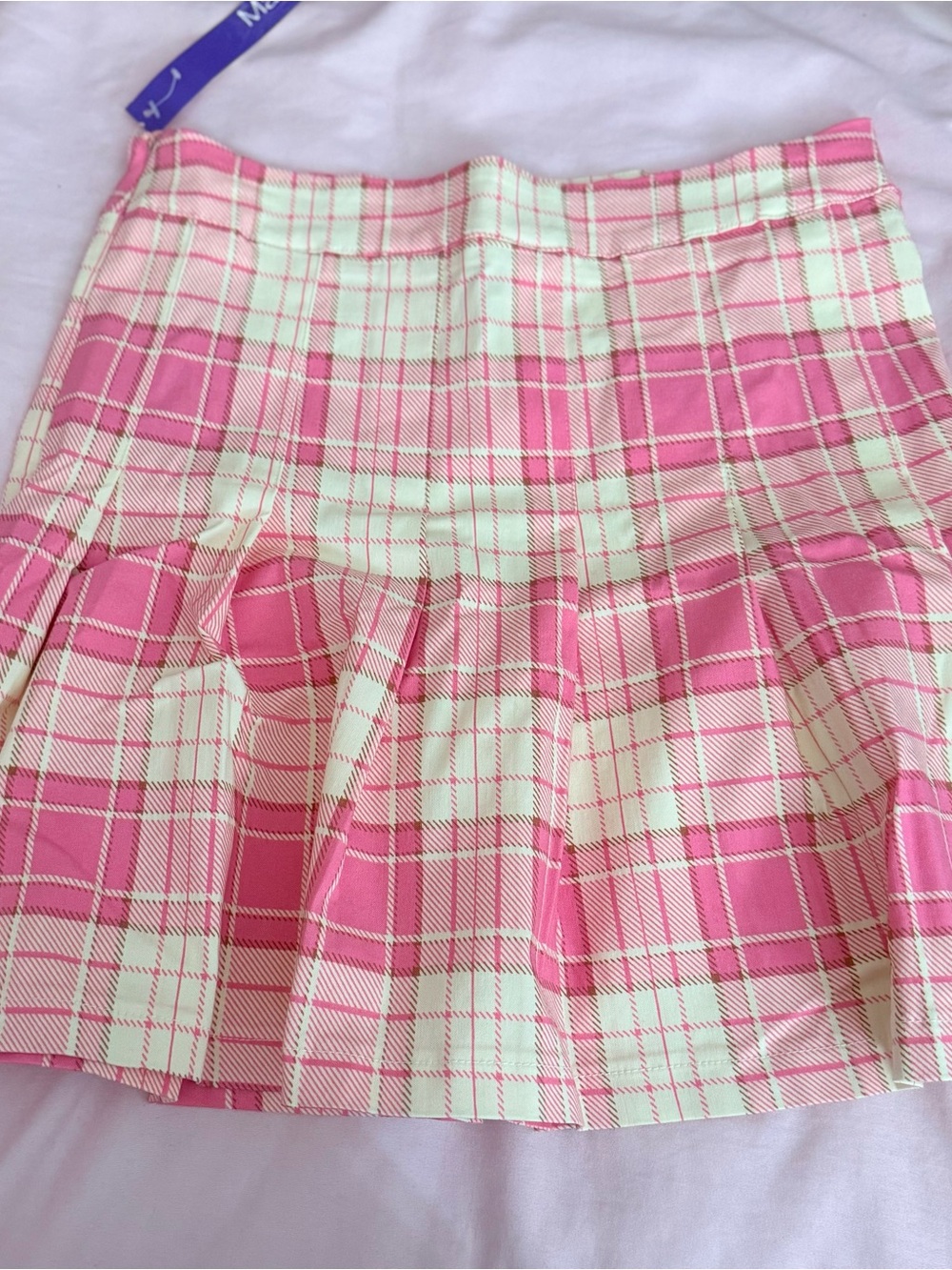 Pleated Pink Plaid Skirt